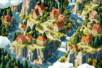 draw high quality vector or isometric map illustrations