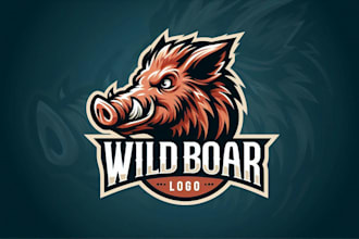 do awesome wild boar mascot logo design