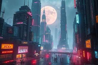 make cyberpunk scifi futuristic city for your project