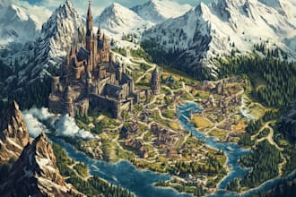 make fantasy map illustration for dnd, novels and games
