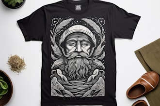 create linocut t shirt design for brands