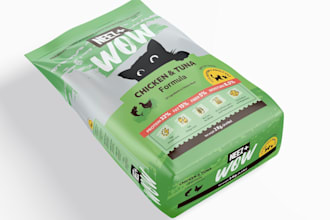 create a creative and custom cat food packaging design