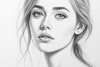 create a realistic pencil sketch portrait drawing