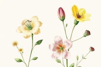 hand drawn botanical flower plants scientific illustration