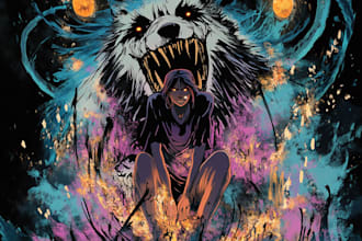 make a horror style illustration, artwork, cover