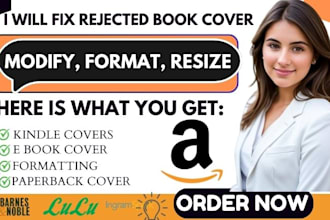 fix error, modify, resize, edit book cover, ebook cover,KDP manuscript 30 min