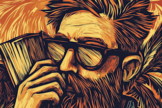 create artistic linocut illustration in my style