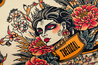 create old school or traditional tattoo style design