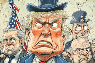 draw political caricature and cartoon in my style