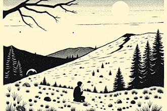 draw anything to linocut black and white style for you