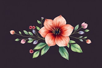 draw beautiful botanic flower floral watercolor illustration