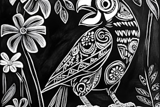 create niche colorful linocut and woodcut book illustrations