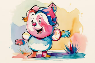 draw watercolor cartoon and illustration