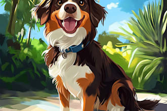 make apet vector cartoon portrait for your dog, cat