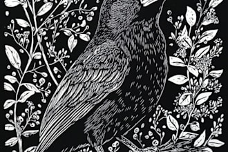 draw linocut illustration for shirt design
