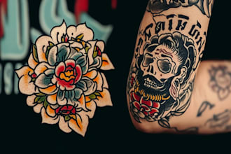 create awesome old school tattoo style design