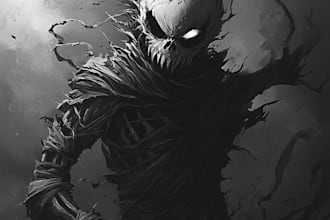 design a fantasy horror character art and dark art character