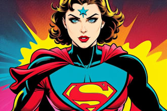 design your awesome comic superhero pop art