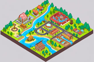 design isometric map illustration vector