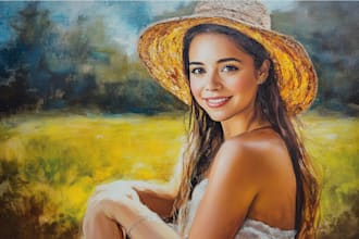 draw realistic digital oil painting from your photo