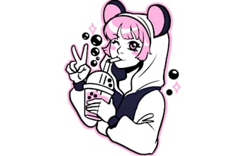 design a kawaii, chibi, or super cute logo for your brand