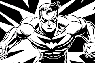 draw black and white comic superhero character line art