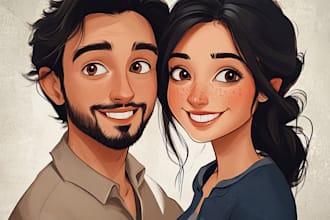 draw family portrait couple my cartoon disney style