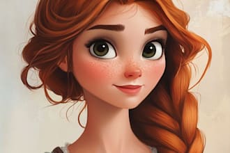 drawing a portrait in semi realism disney cartoon style