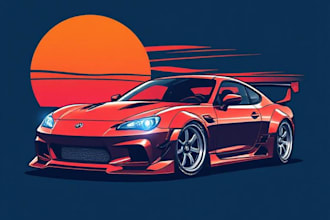 design car illustration t shirt and automotive apparel