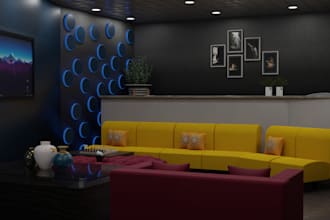 3d architecture design,lounge,bar,reception,coffe shop,kiosk,retails store,gym