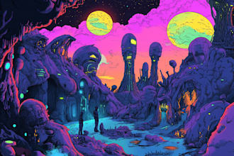make a sci fi character illustration or sci fi character