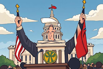 create a political cartoon or editorial illustration