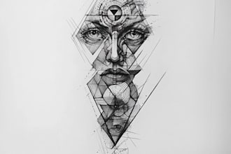 create sleeve tattoo design in geometric style