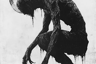 create artwork for t shirt dark art, horror, creepy illustration in my style