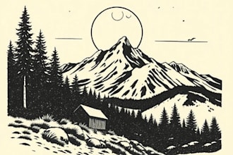 draw linocut illustration for shirt design
