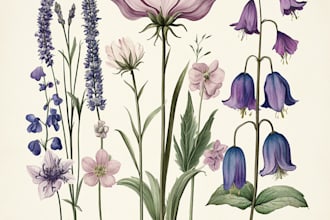 draw botanical illustrations of flowers, plants and fruits