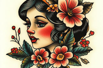 custom drawing your traditional or old school tattoo design