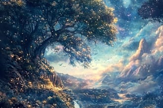 draw fantasy concept landscape illustrations
