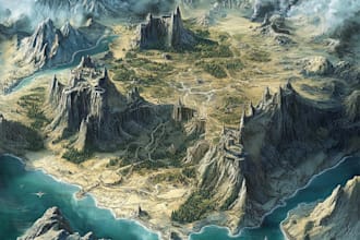 draw your fantasy map, worldmap, battlemap for dnd etc