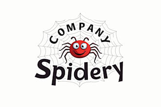 do spider hanging on the web mascot logo design
