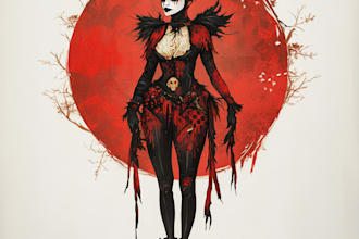 do awesome artwork for dark art, horror creepy illustration