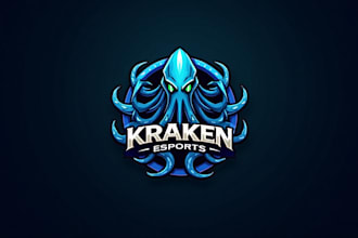 do awesome kraken esport mascot logo design