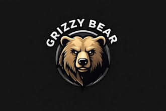 do awesome grizzly bear head mascot logo design