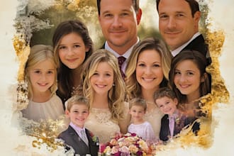 swap faces family photo collage, portrait photo collage, wedding photo collage