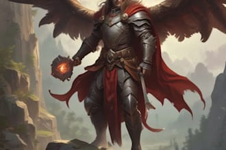 create a dnd character , illustration ,environment design