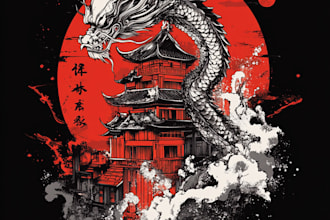 draw t shirt design on graffiti art, japanese art