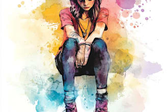 create watercolor portrait illustration