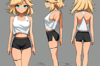 draw custom art anime character reference sheet original design concept vtuber