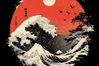 draw japanese art illustrations for t shirts, jackets,