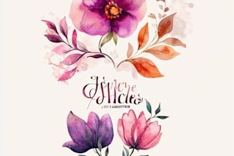 create beautiful feminine botanical flower boho watercolor logo
